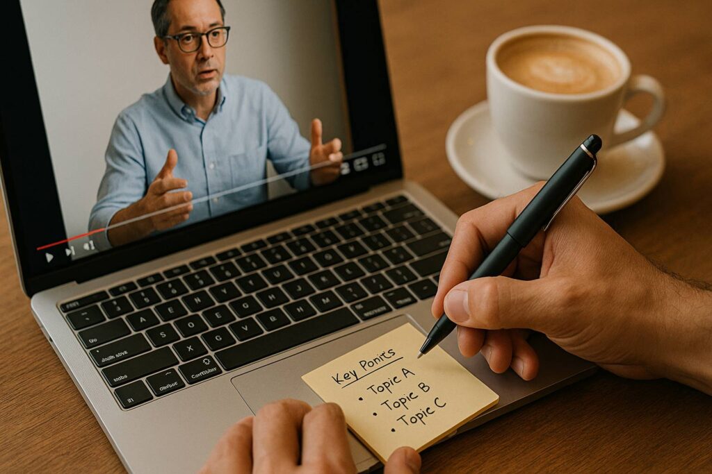 tangan seseorang menulis poin-poin penting di sticky notes